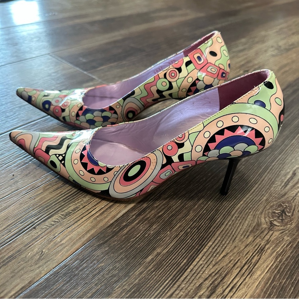 Dino bigioni Italian made heels fun pointy colorful women's 37.5 7.5 shoes